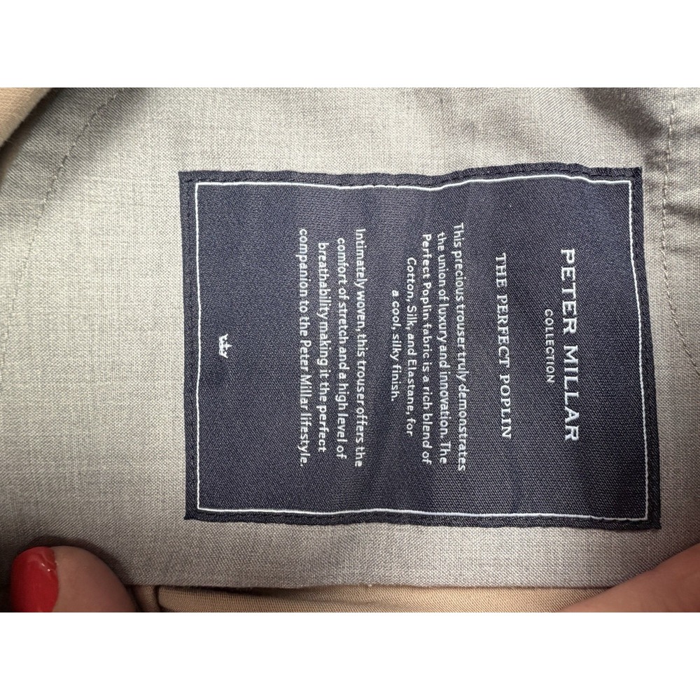 PETER MILLAR COLLECTION Men's 36x32 The Perfect Poplin Five Pocket Flat Front - Picture 6 of 9